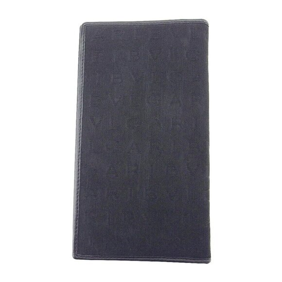 BVLGARI Long Wallet Logo Mania Canvas x Leather Authentic USED - Picture 1 of 12